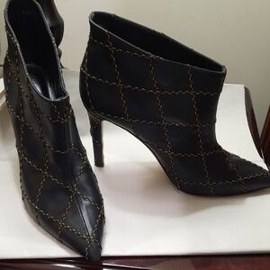 Mia Becar Black Stitched Heeled Boots